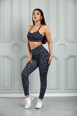 Leopard Cutout Sports Bra and Leggings Set - 808Lush