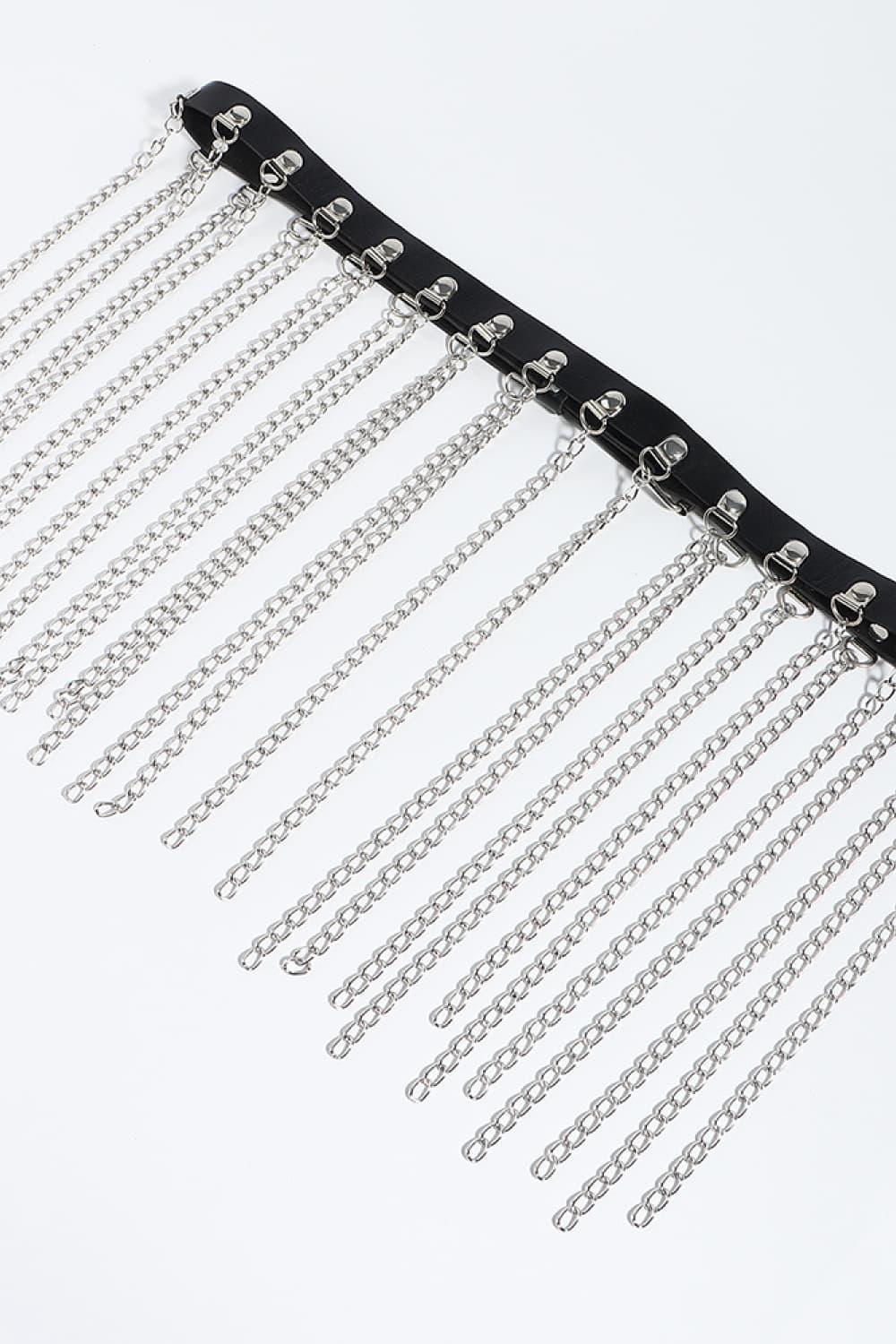 Fringed Chain PU Leather Belt - 808Lush