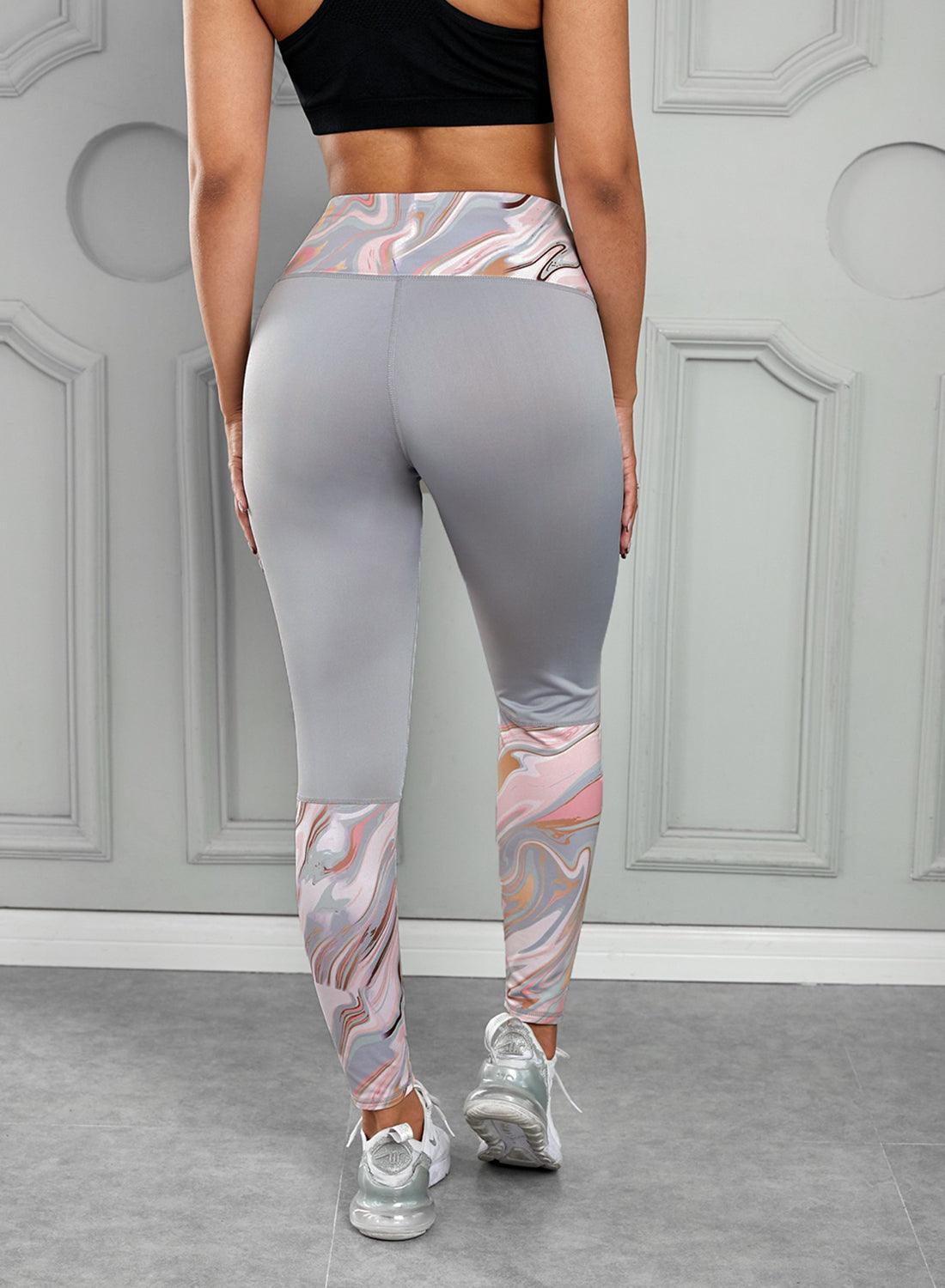 Printed Wide Waistband Active Leggings - 808Lush