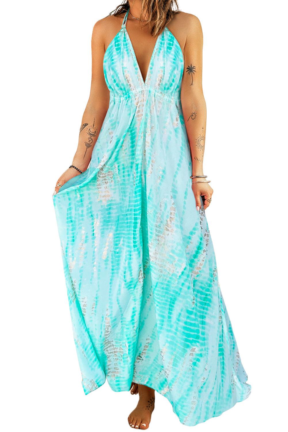 Tie-Dye Halter Neck Maxi Dress - 808Lush