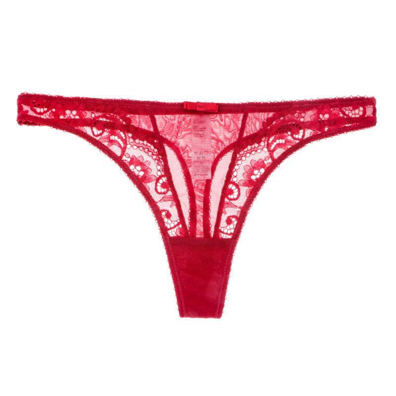 Sexy Lace T Back Women Transparent Cutout T-Shaped Panties - 808Lush