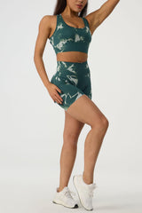 Crisscross Printed Tank and Shorts Active Set - 808Lush