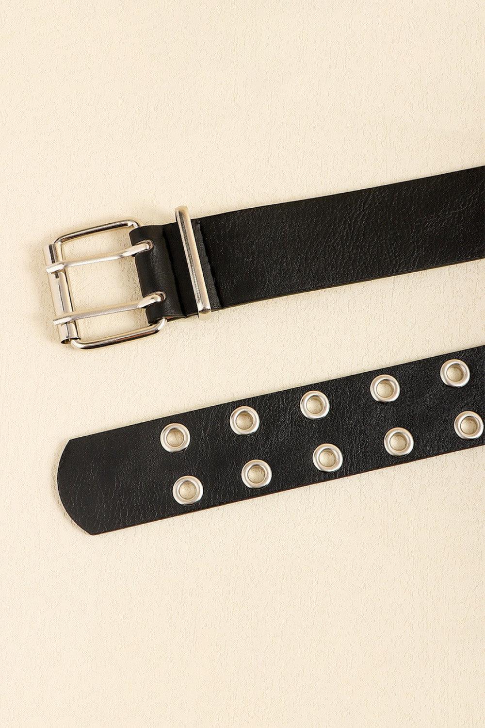 PU Leather Two Row Eyelet Belt - 808Lush