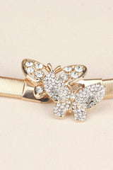 Rhinestone Butterfly Elastic Metal Belt - 808Lush