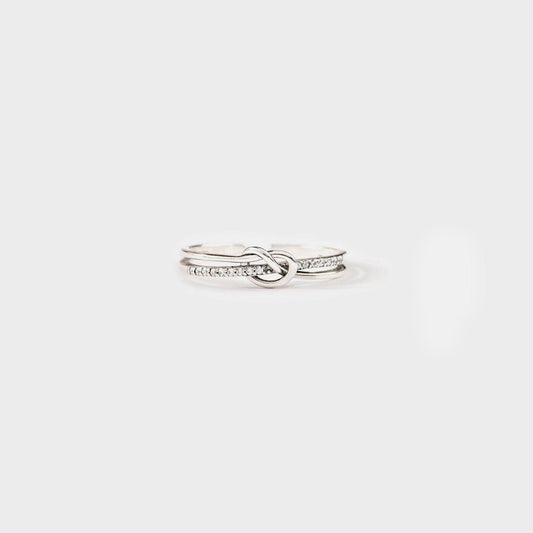 925 Sterling Silver Double-Layered Knot Ring - 808Lush