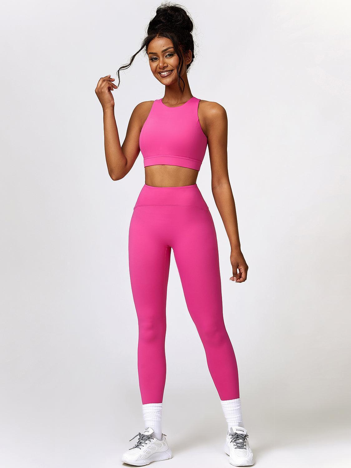 Cutout Cropped Sport Tank and Leggings Set - 808Lush