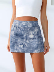 Quick-Dry Tie-Dye Wide Waistband Active Tennis Skirt