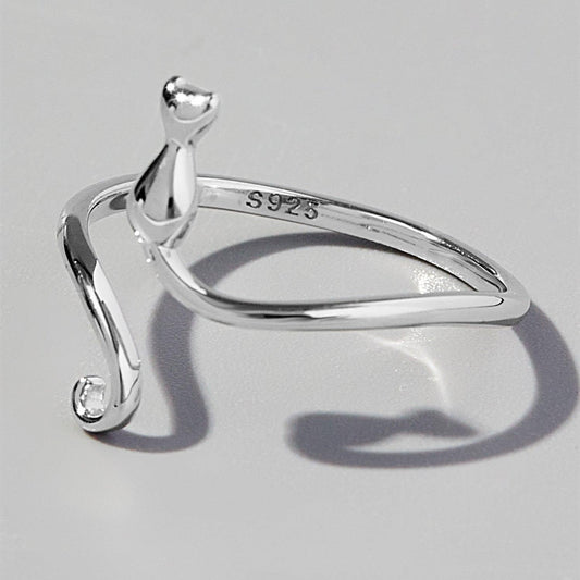 Cat Shape 925 Sterling Silver Ring - 808Lush