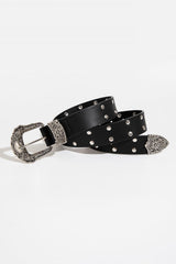 Double Row Studded PU Leather Belt - 808Lush