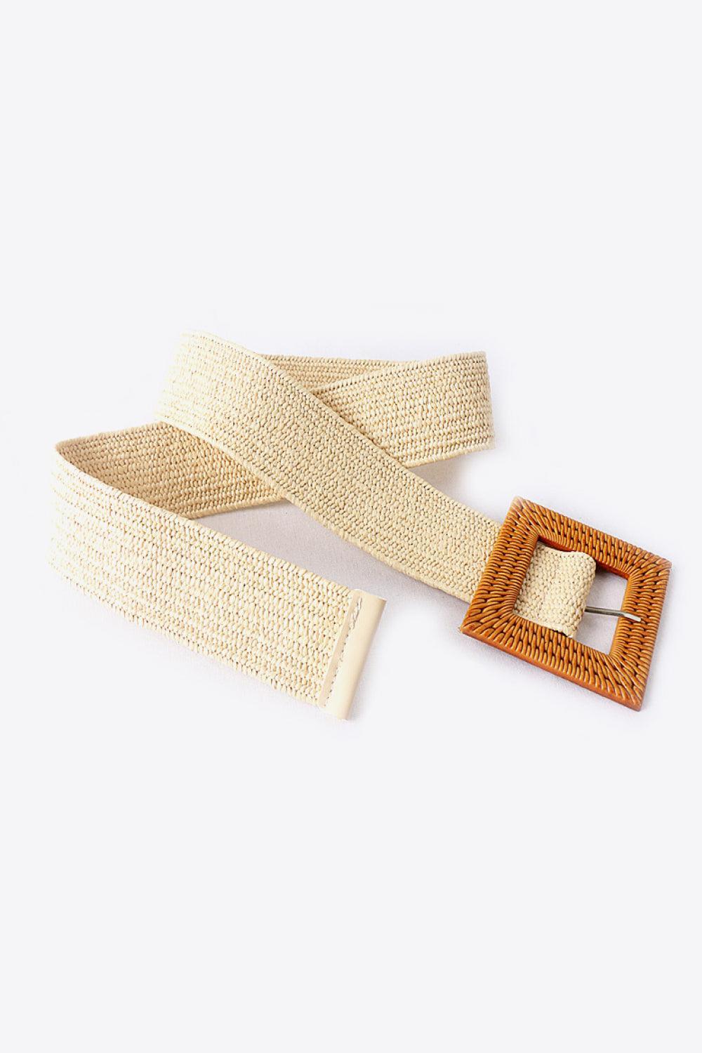 Square Buckle Elastic Braid Belt - 808Lush