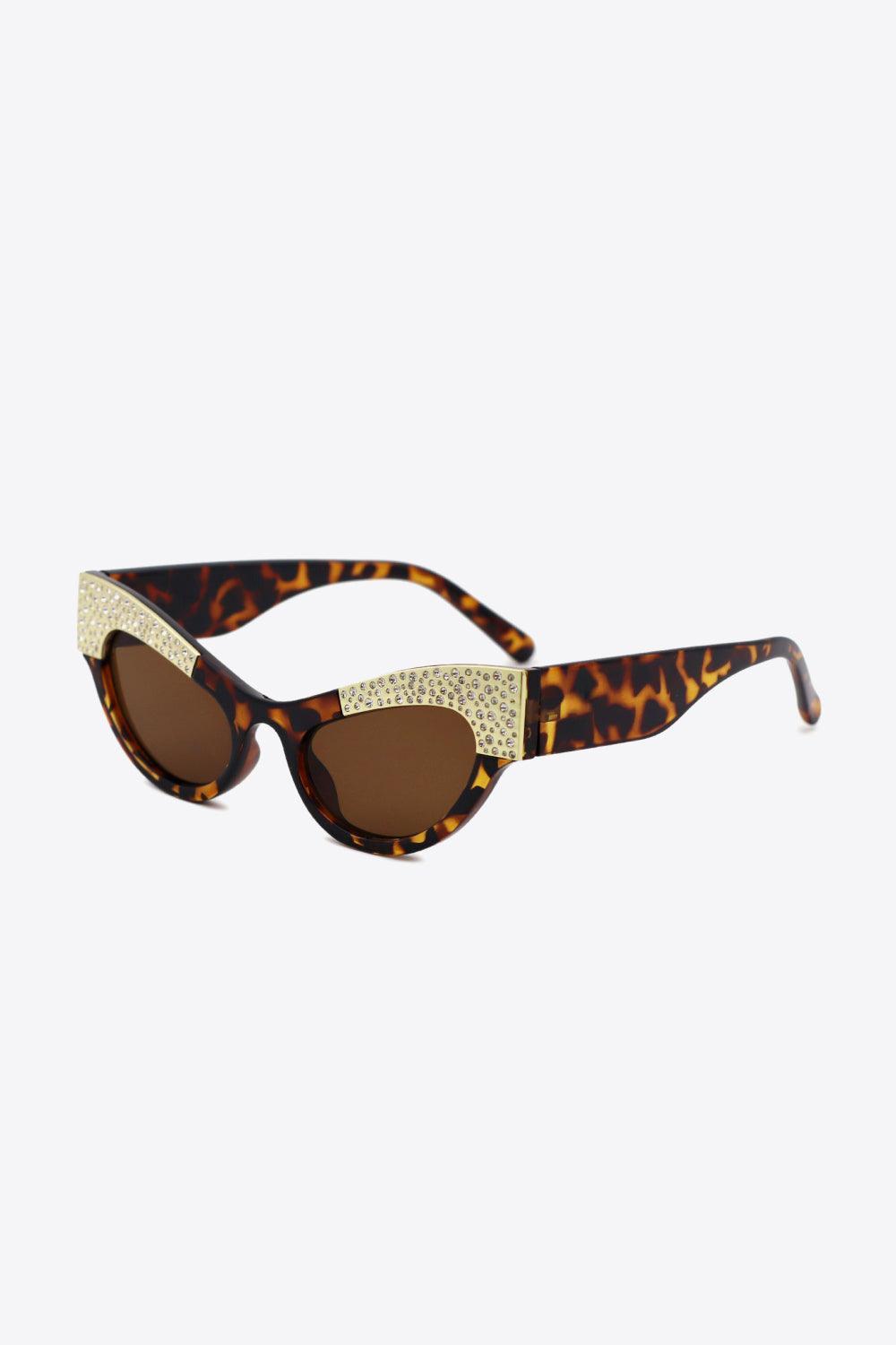 UV400 Rhinestone Trim Cat-Eye Sunglasses - 808Lush