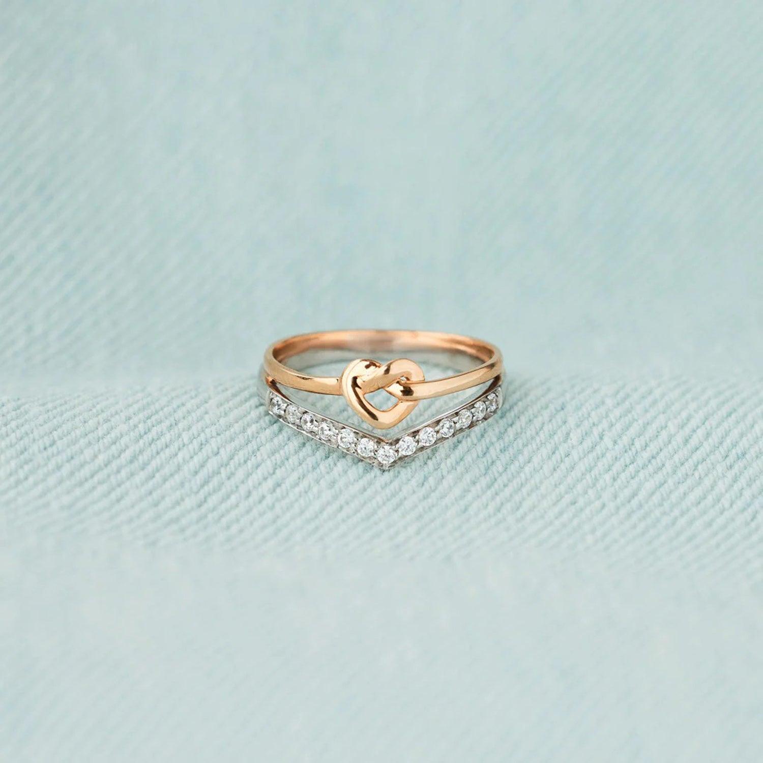 Knotted Heart Shape Inlaid Zircon Ring - 808Lush