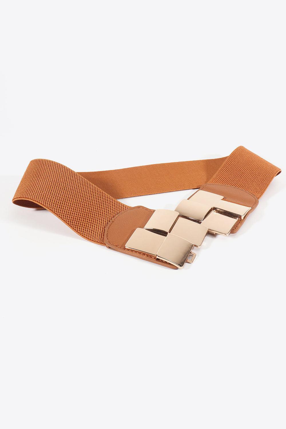 Geometric Buckle Elastic Wide Belt - 808Lush