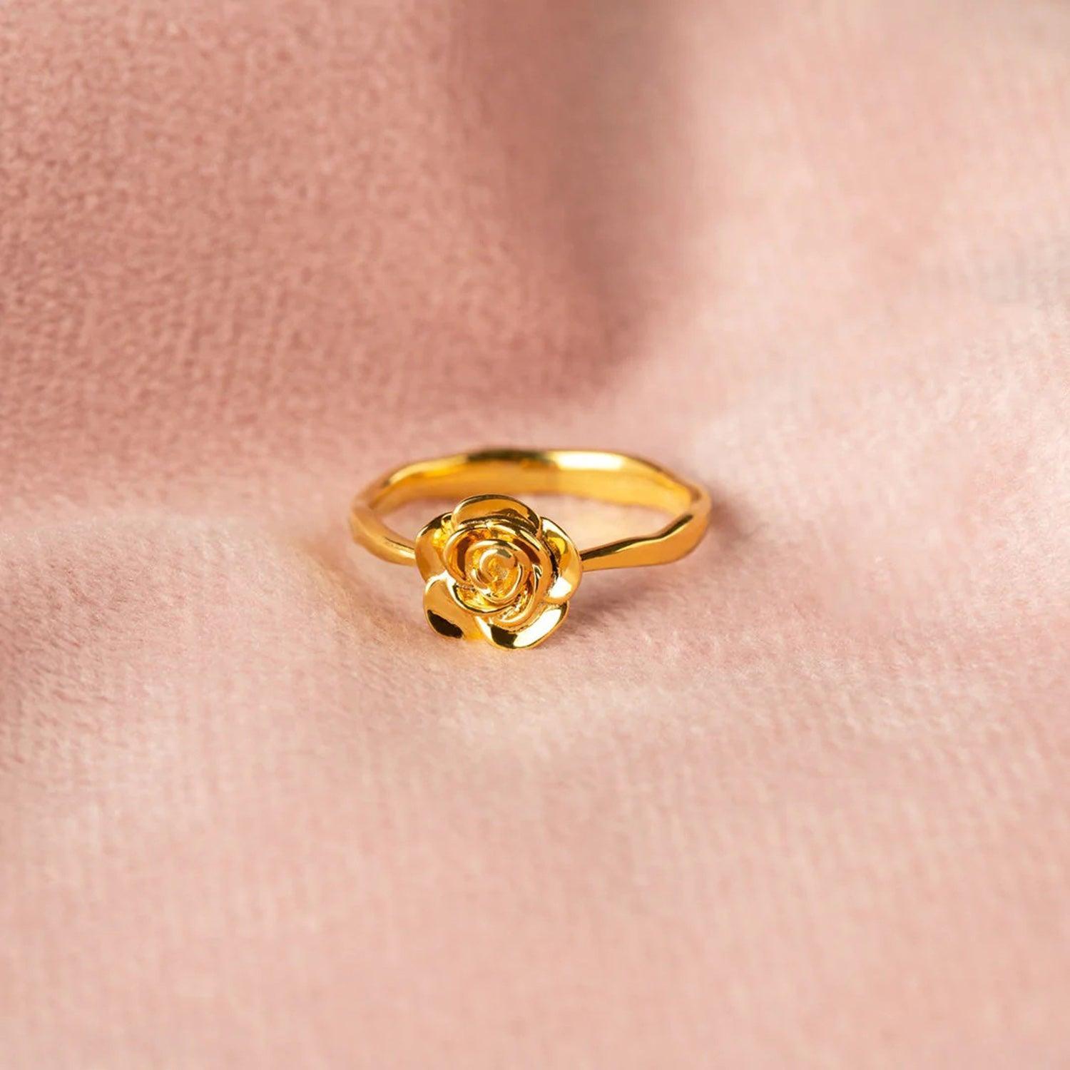 Rose Shape 18K Gold-Plated Ring - 808Lush