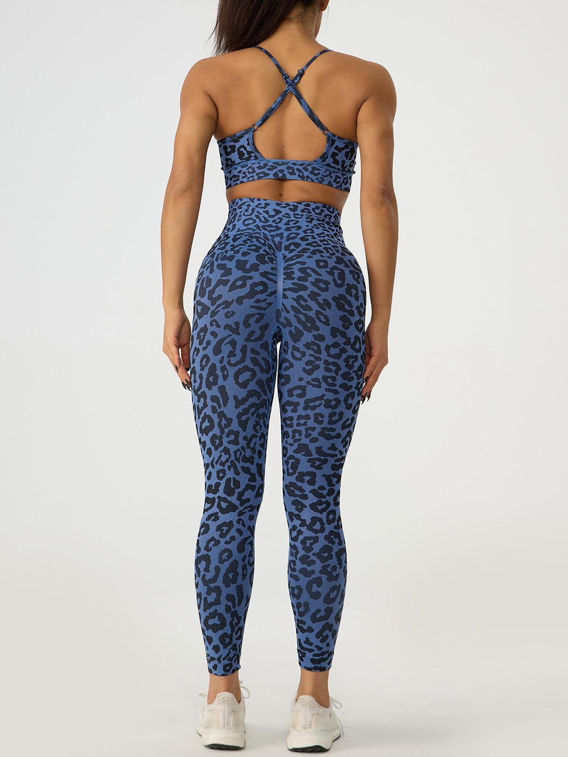 Leopard Crisscross Top and Leggings Active Set - 808Lush