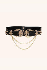 Chain Detail Double Buckle Belt - 808Lush