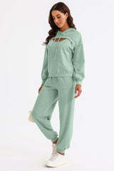 Cutout Drawstring Hoodie and Joggers Active Set - 808Lush