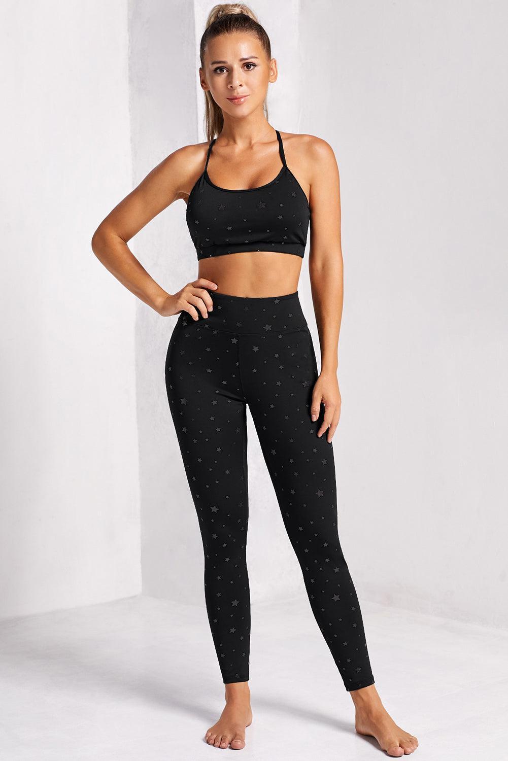 Star Print Sports Bra and Leggings Set - 808Lush