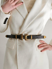 Double Buckle PU Leather Belt - 808Lush