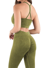 Ruched Spaghetti Strap Top and Pants Active Set - 808Lush