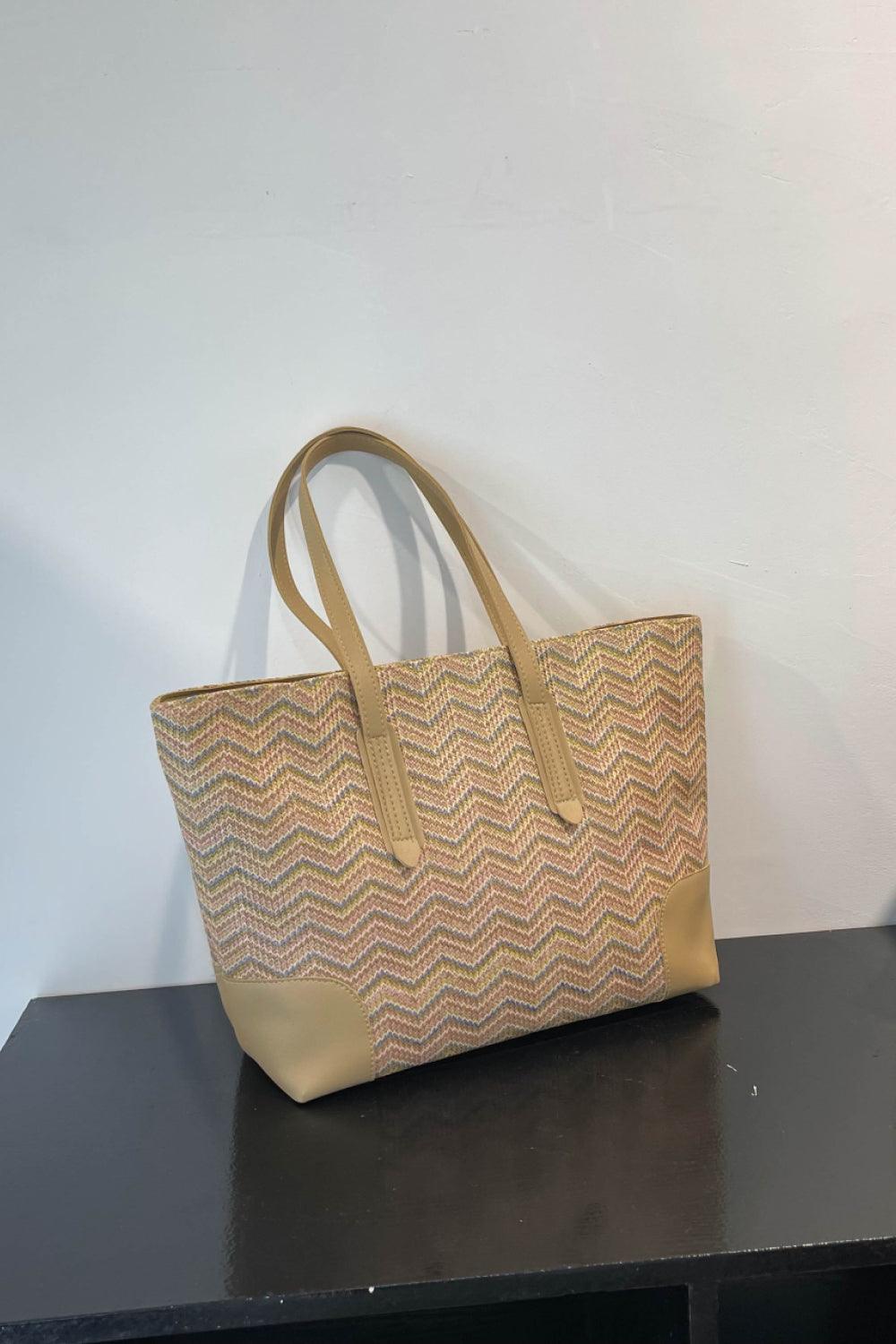 Chevron Straw Tote Bag - 808Lush