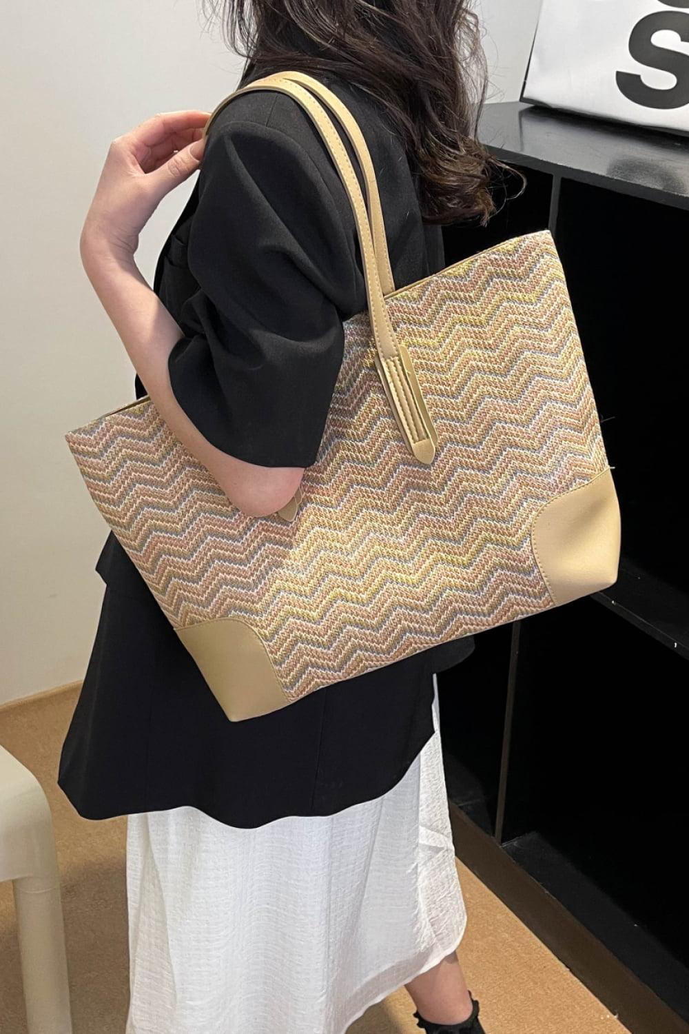 Chevron Straw Tote Bag - 808Lush