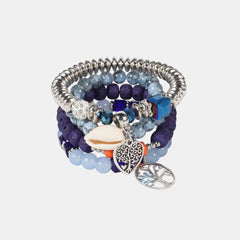 Silver-Plated Beaded Charm Bracelet - 808Lush