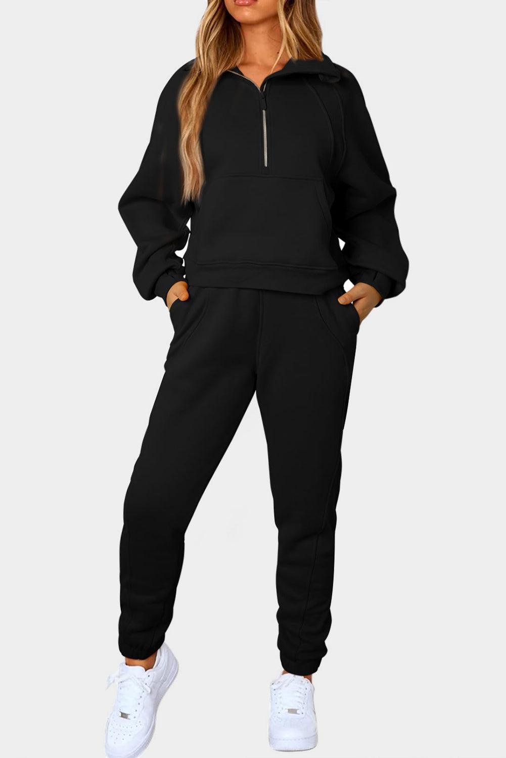 Half-Zip Sports Set with Pockets - 808Lush