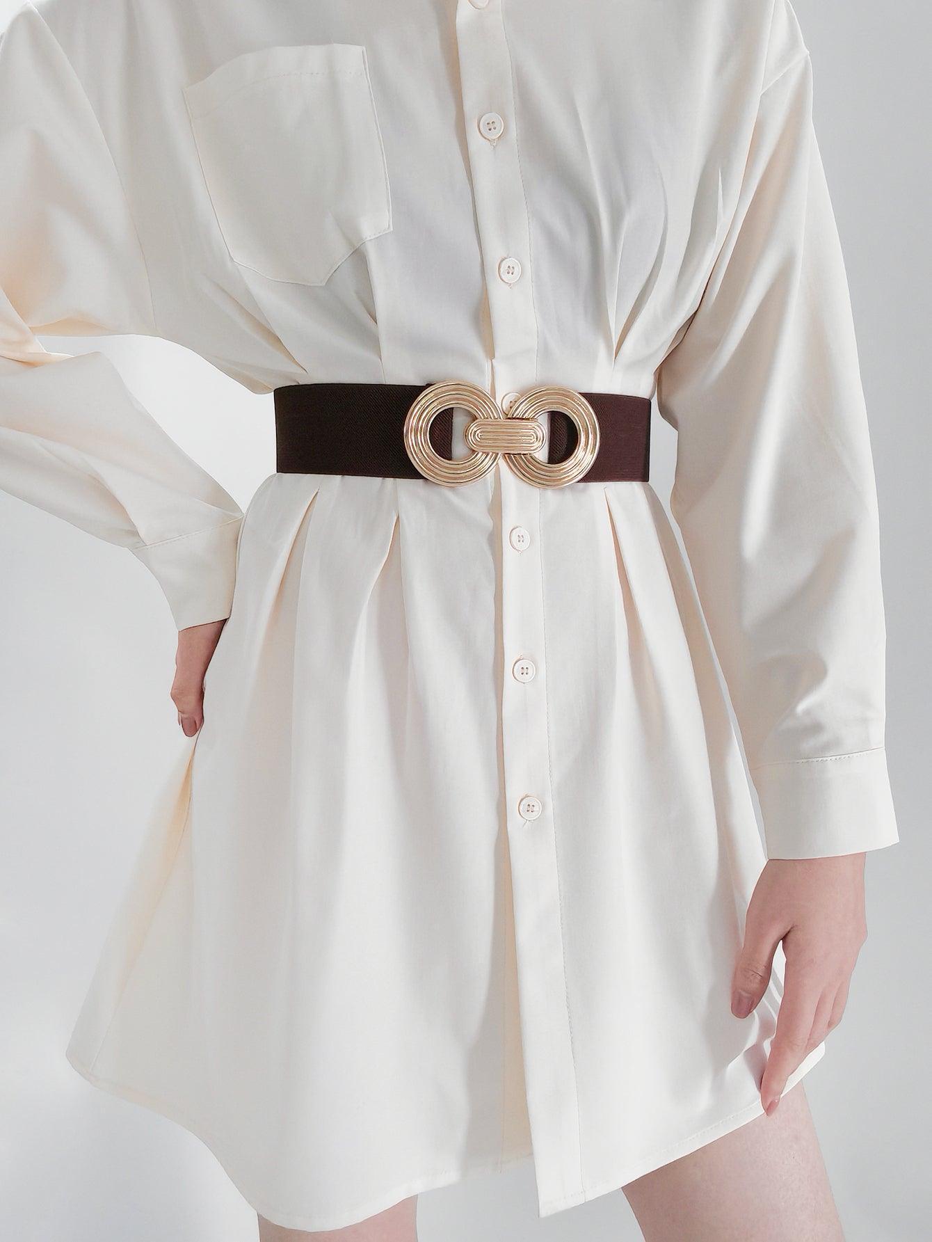 Geometric Buckle Elastic Wide Belt - 808Lush