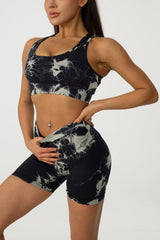 Crisscross Printed Tank and Shorts Active Set - 808Lush