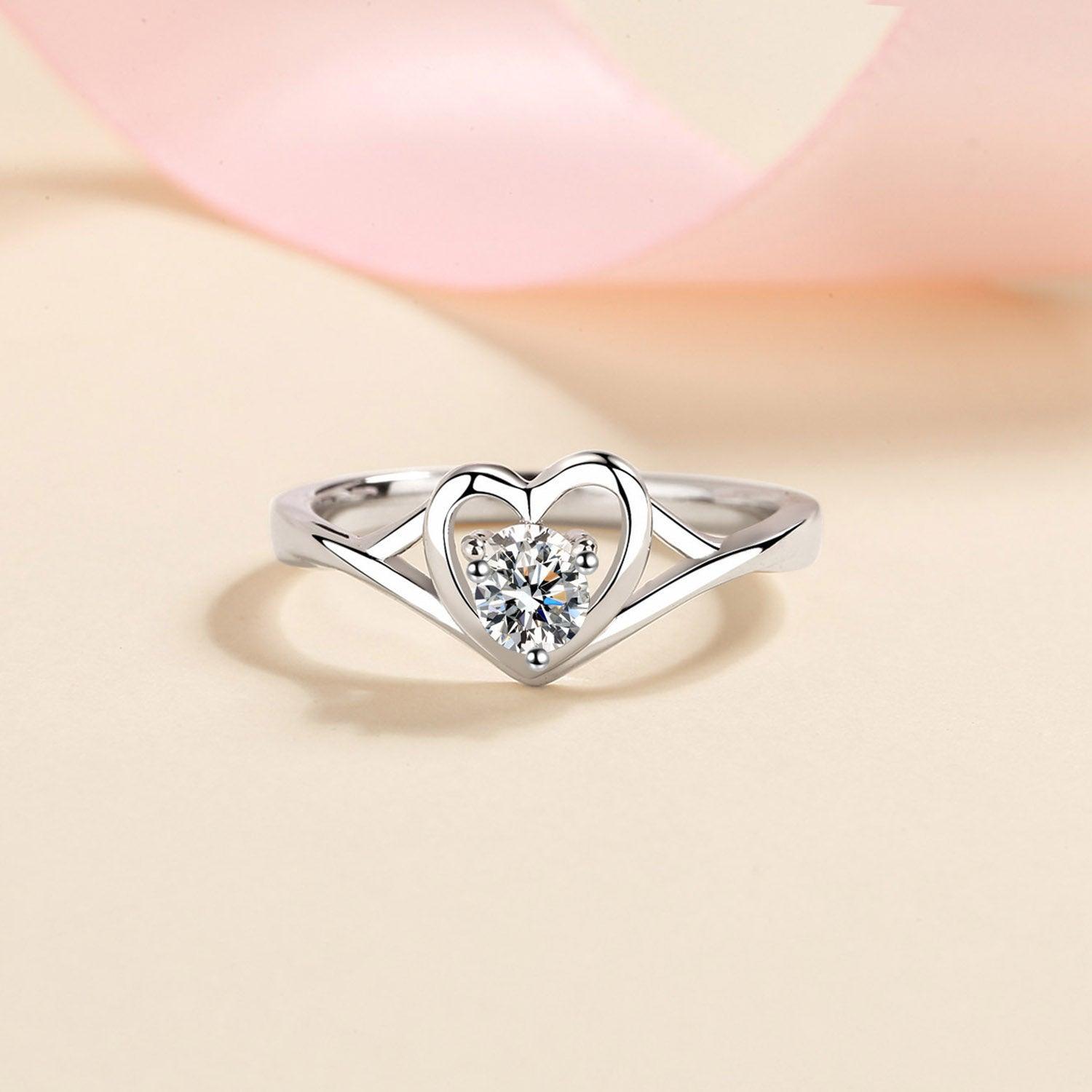 Moissanite Heart 925 Sterling Silver Ring - 808Lush