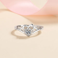 Moissanite Heart 925 Sterling Silver Ring - 808Lush