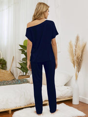 Boat Neck Top and Pants Lounge Set - 808Lush