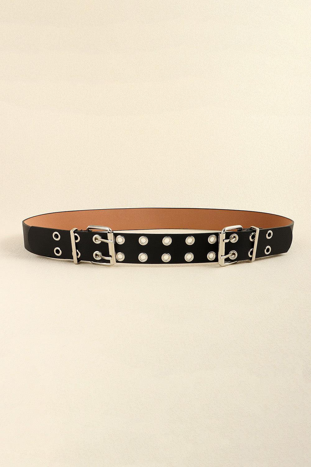 PU Leather Two Row Eyelet Belt - 808Lush