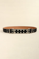 PU Leather Two Row Eyelet Belt - 808Lush