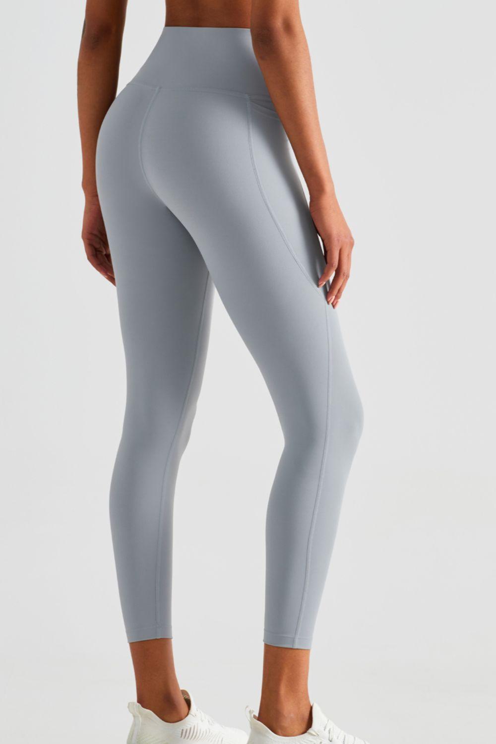 Wide Waistband Sports Leggings with Pockets - 808Lush