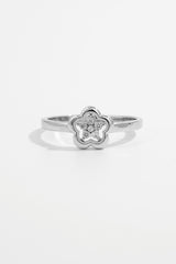 925 Sterling Silver Zircon Flower Ring