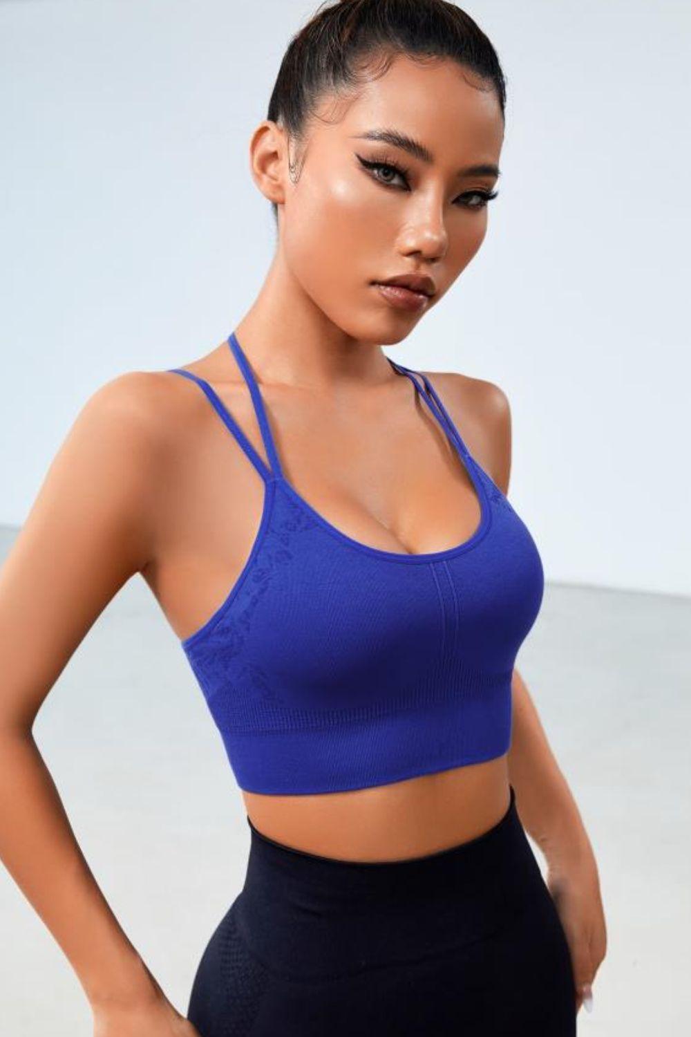 Strappy Scoop Neck Sports Bra - 808Lush