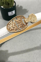 Skinny PU Leather Belt with Alloy Buckle - 808Lush