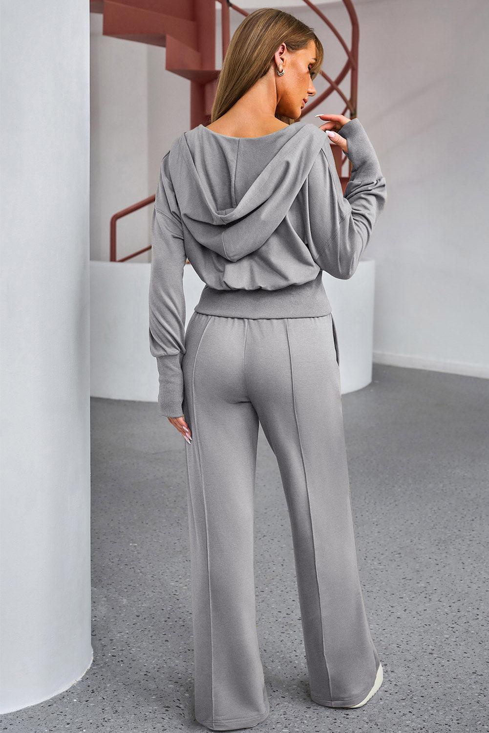 Dropped Shoulder Hoodie and Drawstring Pants Active Set - 808Lush