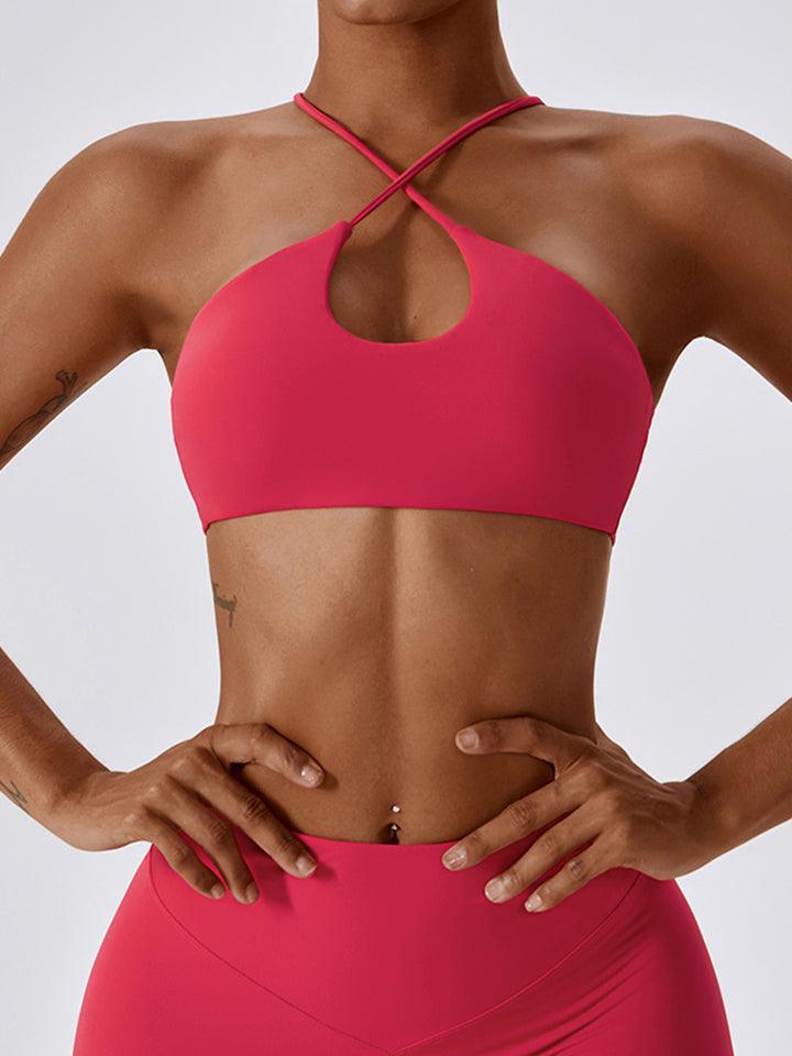 Cropped Halter Neck Sports Bra - 808Lush