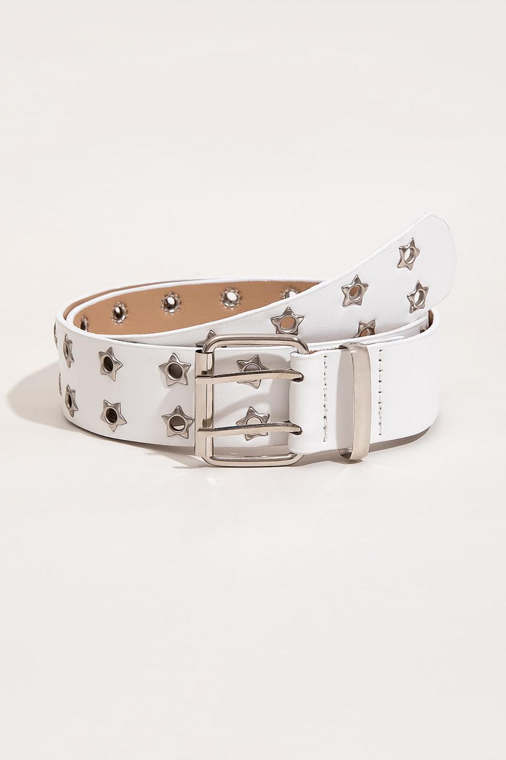 Double Row Star Grommet PU Leather Belt - 808Lush