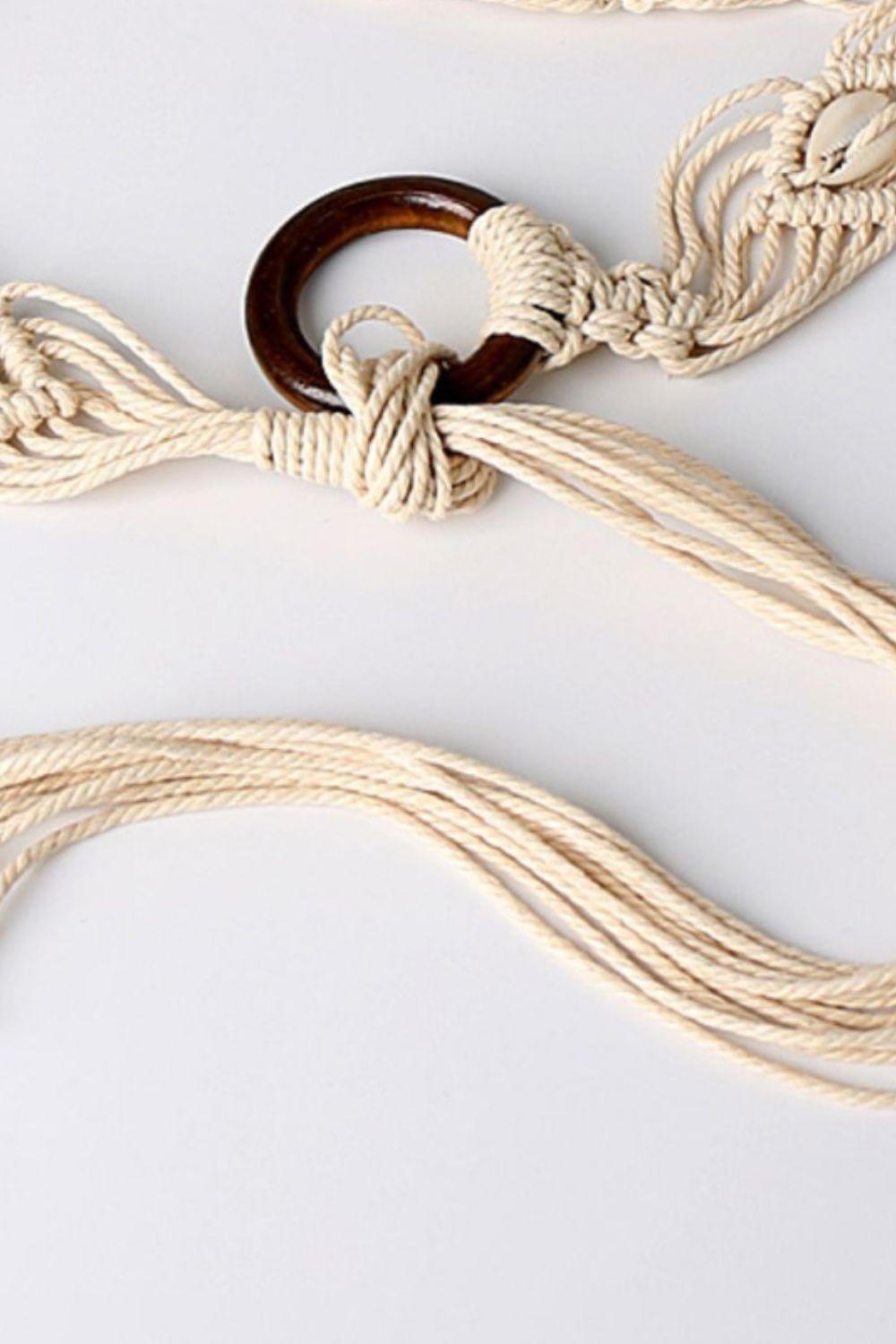 Bohemian Wood Ring Braid Belt - 808Lush