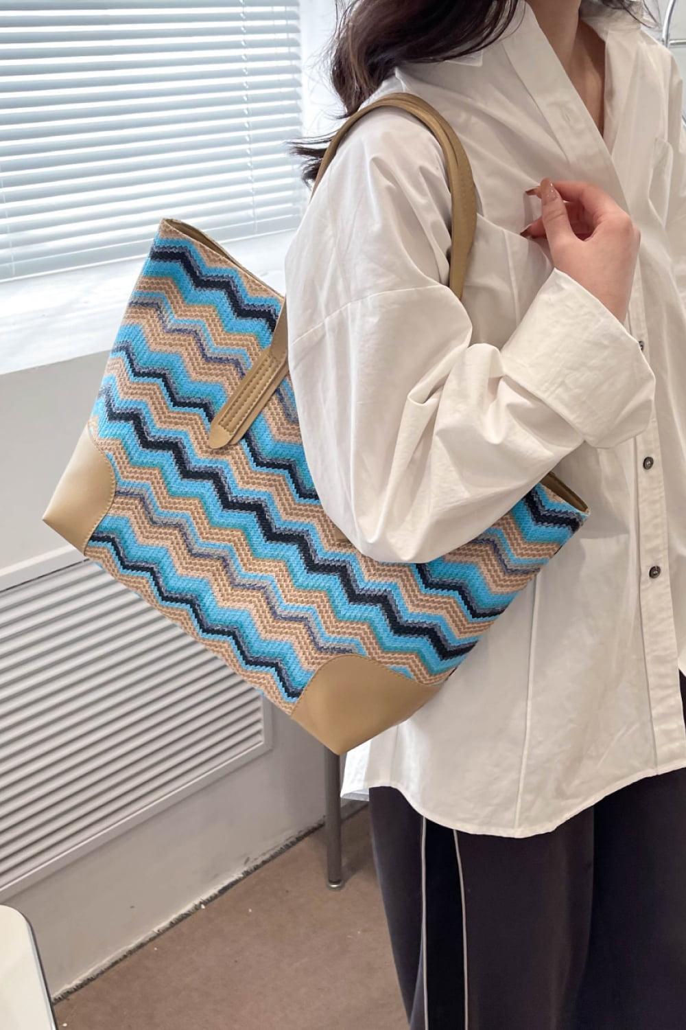 Chevron Straw Tote Bag - 808Lush