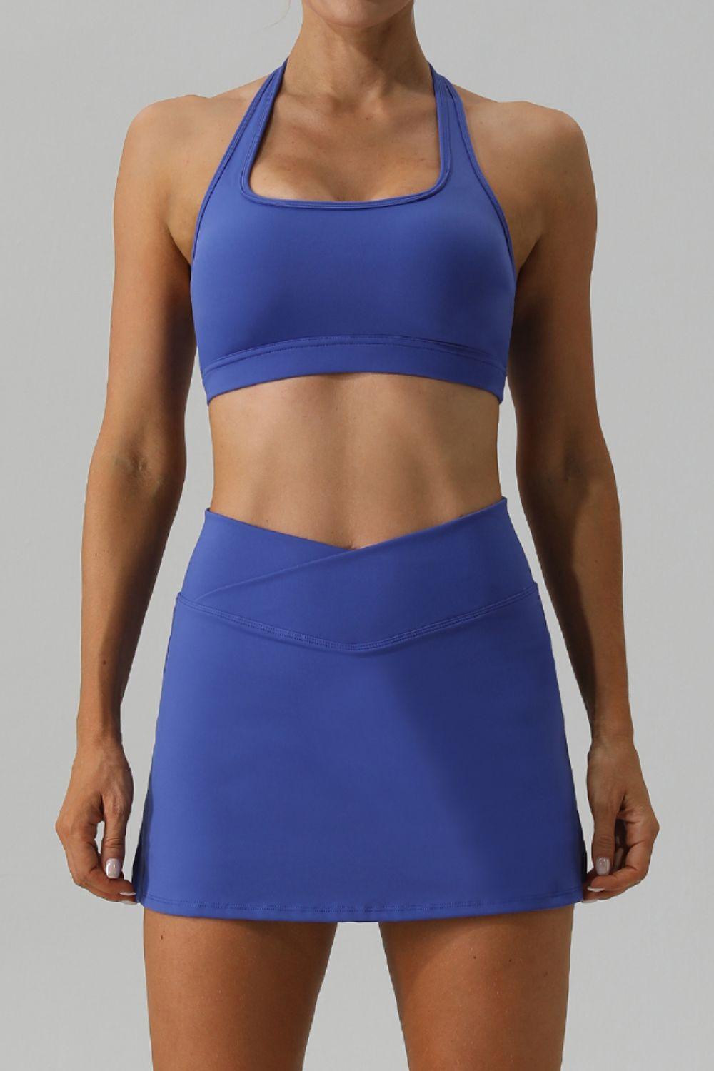 Halter Neck Tank and Slit Skirt Active Set - 808Lush