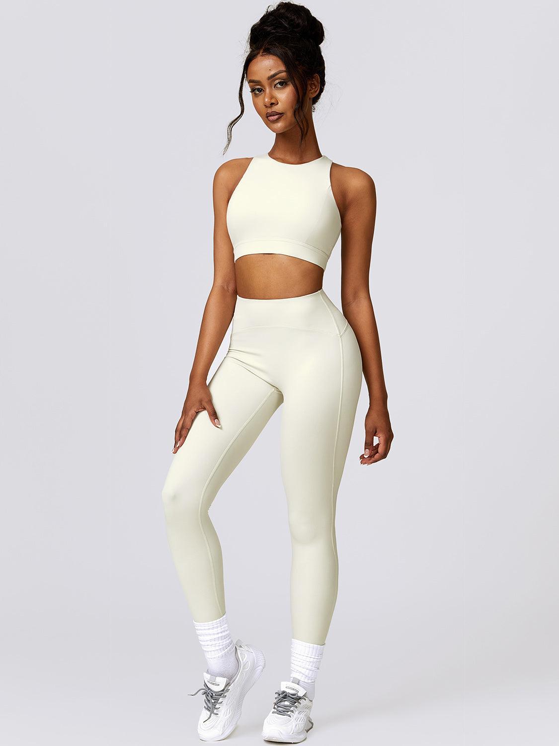 Cutout Cropped Sport Tank and Leggings Set - 808Lush