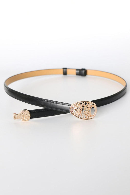 Skinny PU Leather Belt with Alloy Buckle - 808Lush
