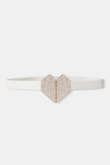 Rhinestone Heart Buckle Elastic Belt - 808Lush