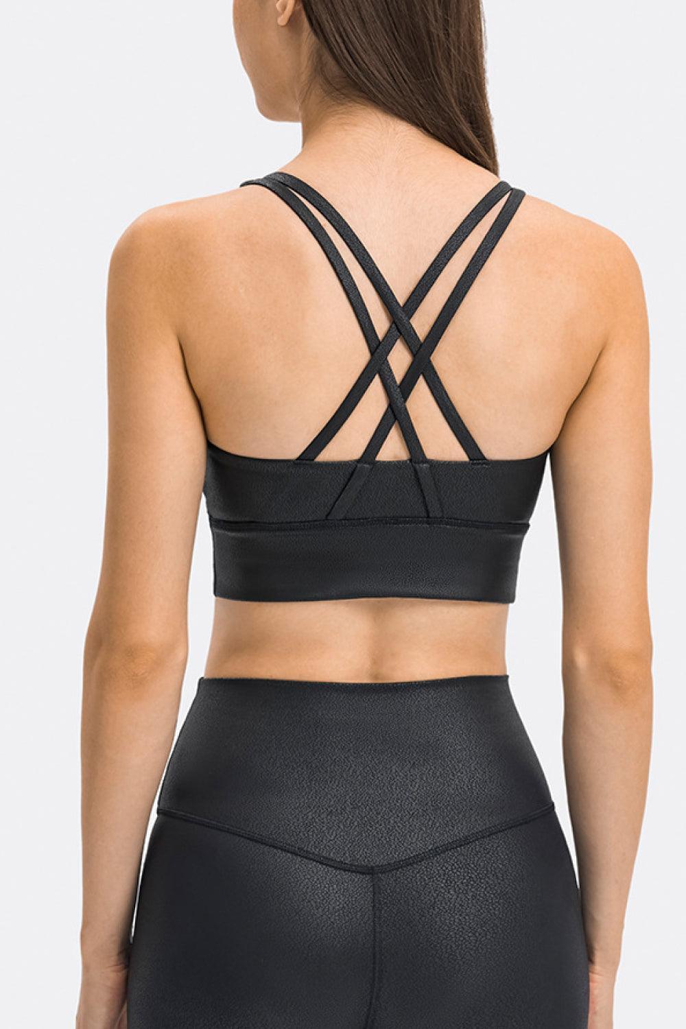 Crisscross Strappy Back Sports Bra - 808Lush