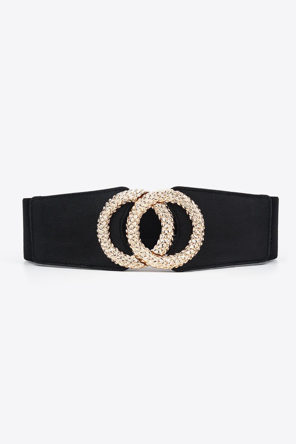 Circle Buckle Elastic Wide PU Belt - 808Lush